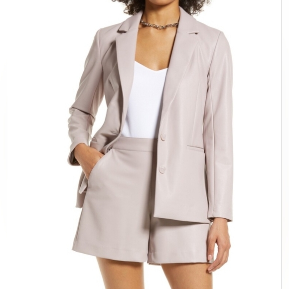 Halogen Faux Leather Blazer/Jacket, Pale Mauve, Relaxed Fit, Fully Lined, EUC! - Picture 1 of 14